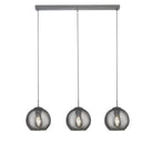 Searchlight Balls  3Lt Bar Pendant, Chrome With Smoke Glass 1623-3Sm