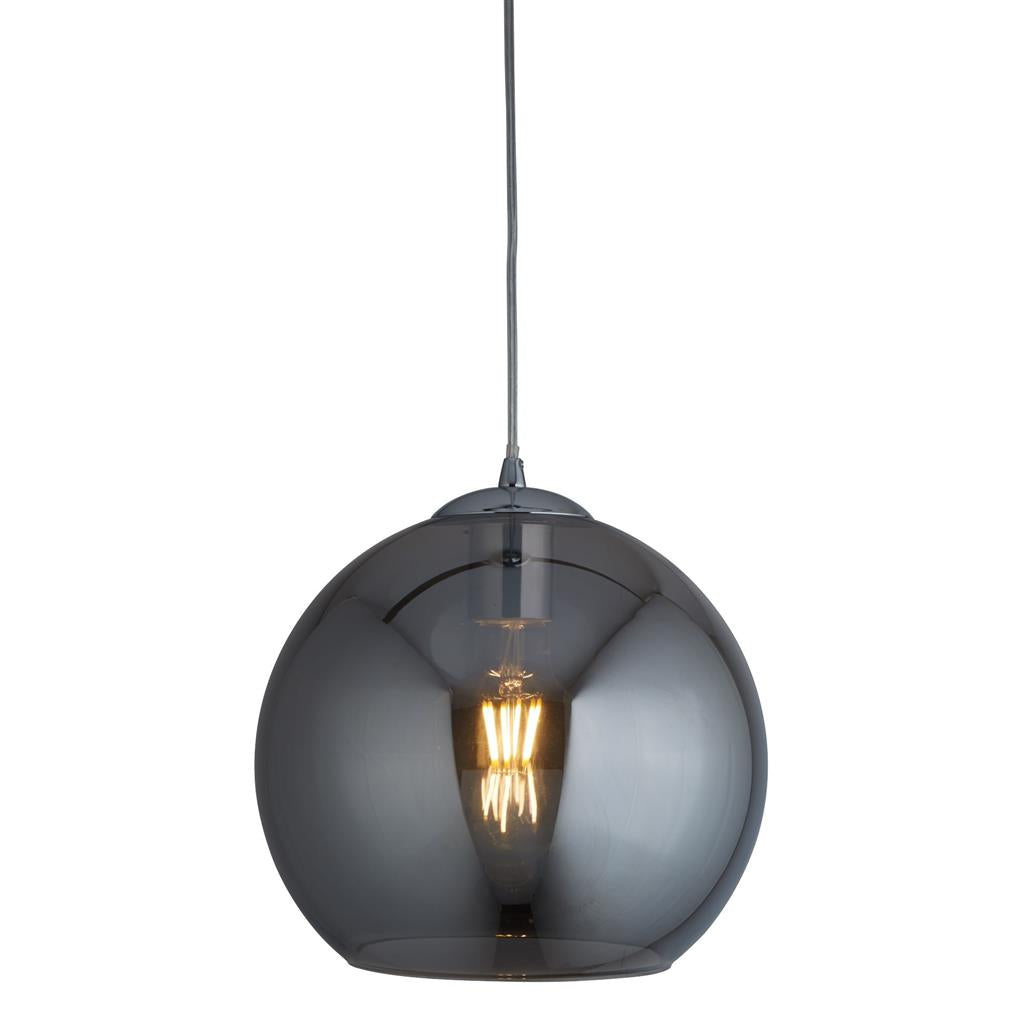 Searchlight Balls 1Lt Round Pendant (30Cm Dia), Smoked Glass, Chrome 1632Sm