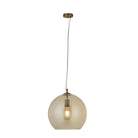 Searchlight Balls 1Lt Round Pendant (35Cm Dia), Amber Glass, Antique Brass 1635Am