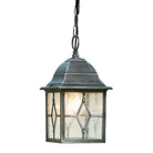 Searchlight Genoa - 1Lt Outdoor Pendant,  Black Silver, Leaded Glass 1641