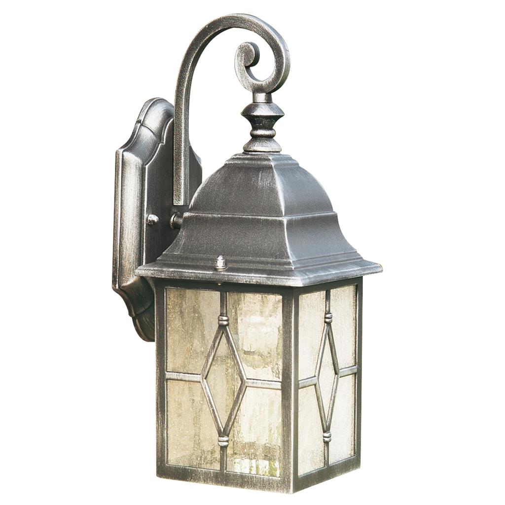 Searchlight Genoa - 1Lt Outdoor Wall Bracket, Black Silver, Leaded Glass 1642