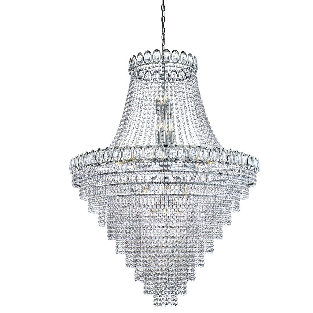 Searchlight Louis Philipe Crystal - 28Lt Tiered Chandelier, Clear Crystal Dressing, Chrome Frame 1711-102Cc