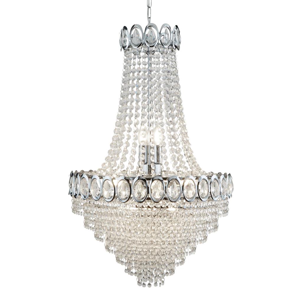 Searchlight Louis Philipe Crystal 11Lt Chrome Chandelier With Clear Glass  Beads 1711-11Cc