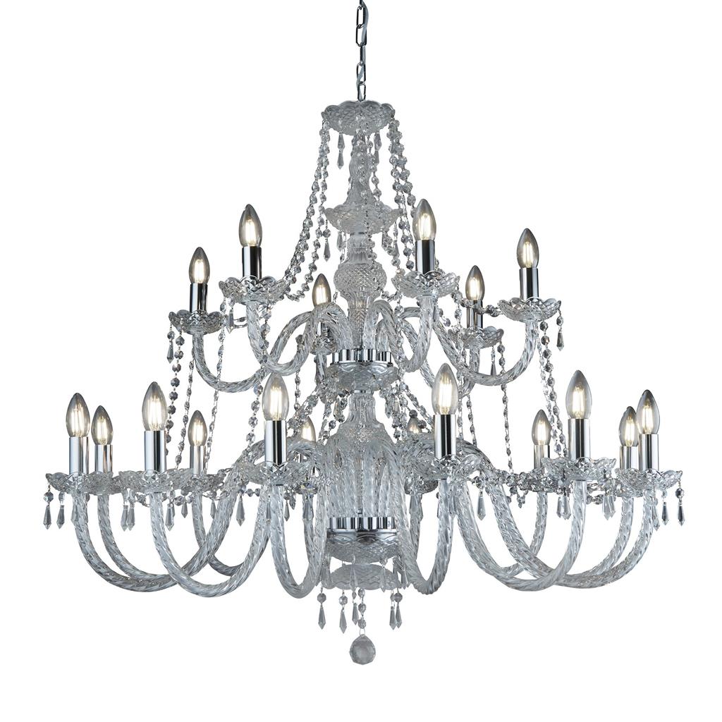Searchlight Hale - 18 Light Chandelier, Chrome, Clear Crystal Trimmings 17218-18