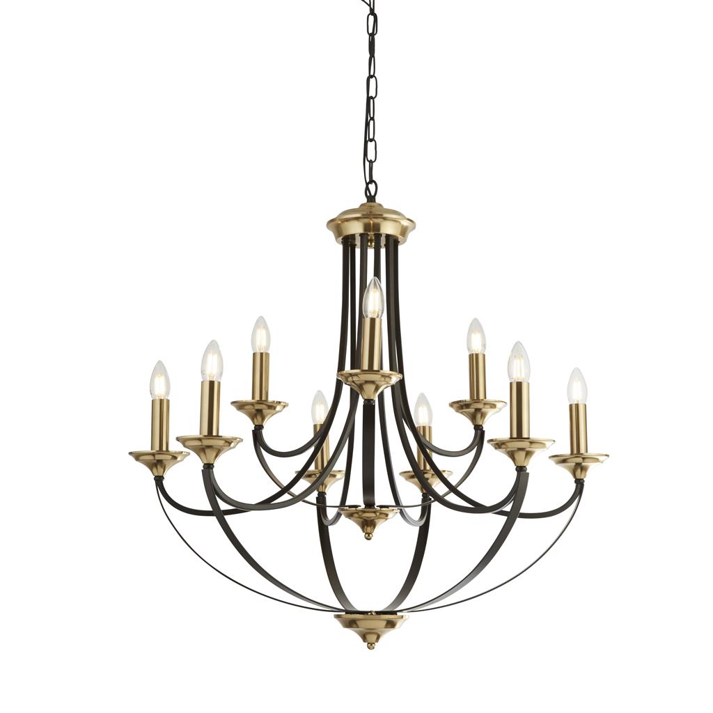 Searchlight Belfry 9Lt Pendant, Dark Bronze & Brown 1849-9Bz