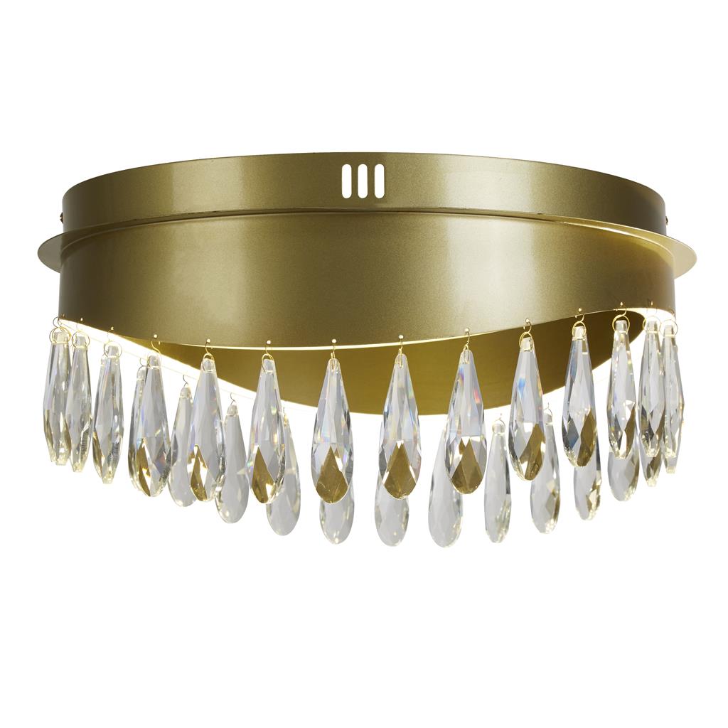 Searchlight Jewel Led Flush Fitting, Gold With Crystal 19211-1Go