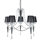 Searchlight Duchess - 5Lt Ceiling, Chrome/Black Chrome, Black String Shades 2085-5Cc