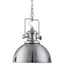 Searchlight Louisiana Industrial Pendant, 1Lt Satin Silver, Clear Lens 2297Ss