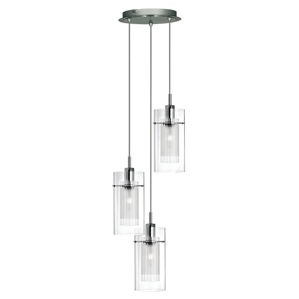 Searchlight Duo I - Ss Double Glass 3Lt Pendant 2300-3