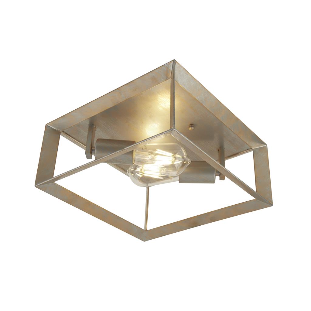 Searchlight Heaton 2Lt Ceiling Light,  Brushed Silver Gold Finish 2412-2Si