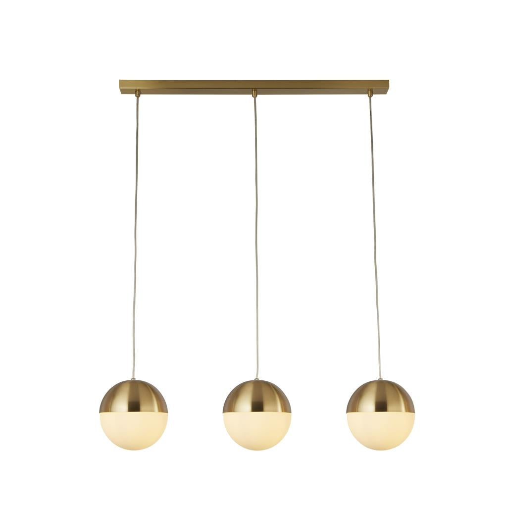 Searchlight Endor 3Lt Pendant, Satin Brass With Opal Glass. Ball Dia180Mm 24181-3Sb