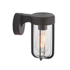 Lightologist Die-cast IP44 brushed bronze & clear glass E27 wall light