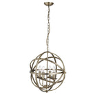 Searchlight Orbit 4Lt Cage Frame Orb Pendant, Antique Brass 2474-4Ab