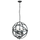 Searchlight Orbit 4Lt Cage Frame Orb Pendant, Matt Black 2474-4Bk