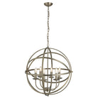 Searchlight Orbit 6Lt Cage Frame Orb Pendant, Antique Brass 2476-6Ab