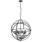 Searchlight Orbit 6Lt Cage Frame Orb Pendant, Matt Black 2476-6Bk