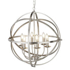 Searchlight Orbit 6Lt Cage Frame Orb Pendant, Satin Silver 2476-6Ss