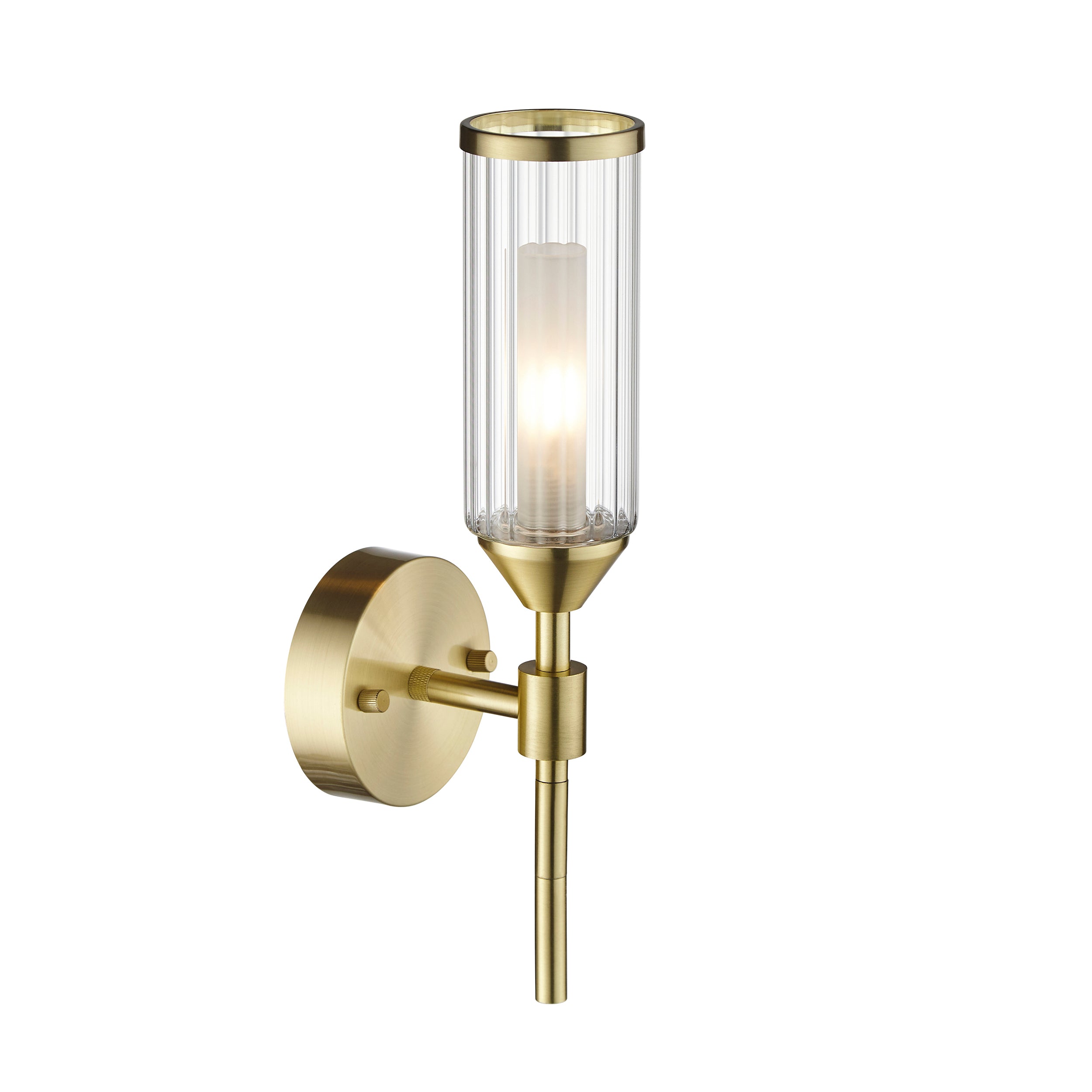 Lightologist Satin brass plate with clear & frosted glass Metal Wall Light WIN13106258