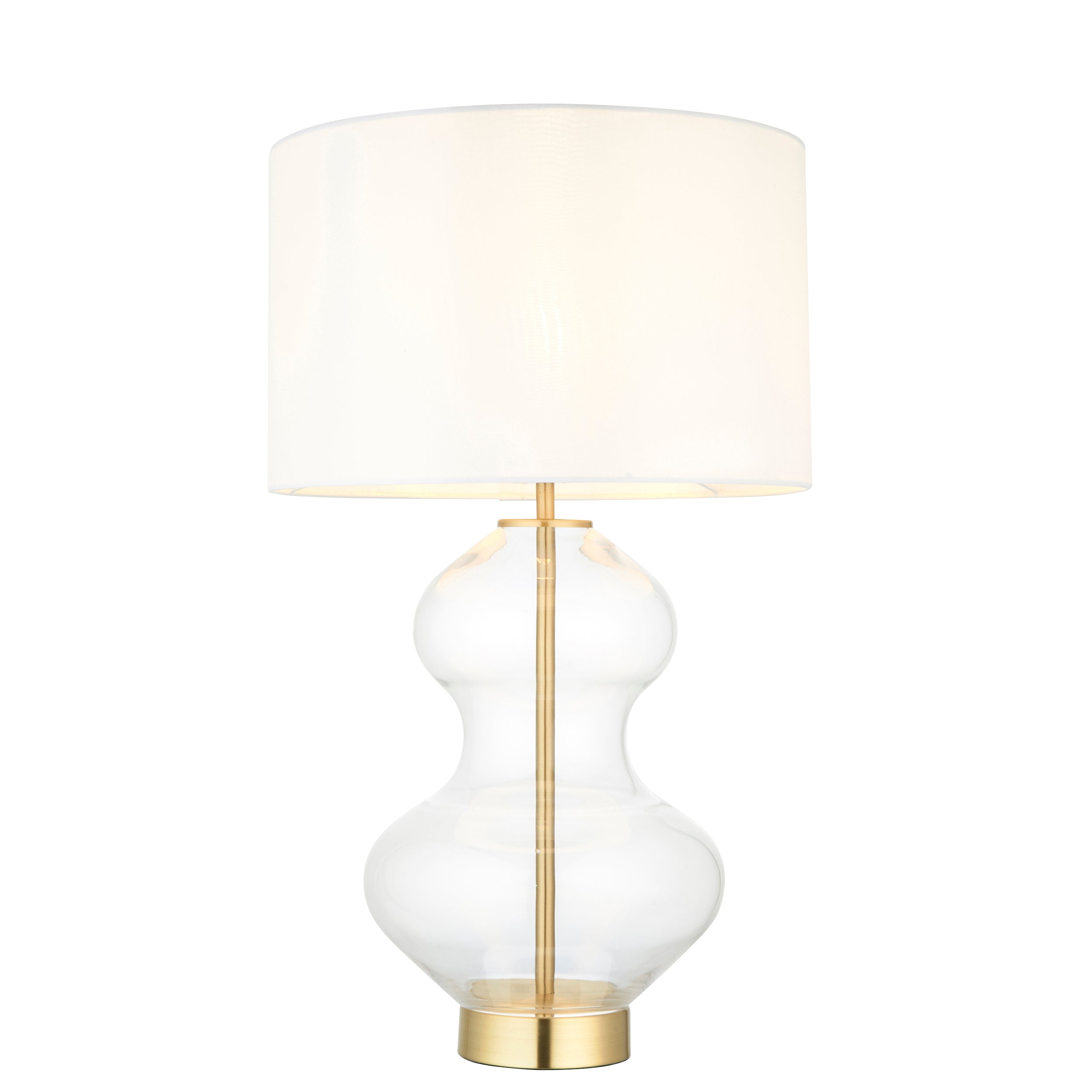 Lightologist Satin brass plate & clear glass with vintage white fabric Complete Table Light WIN1399110