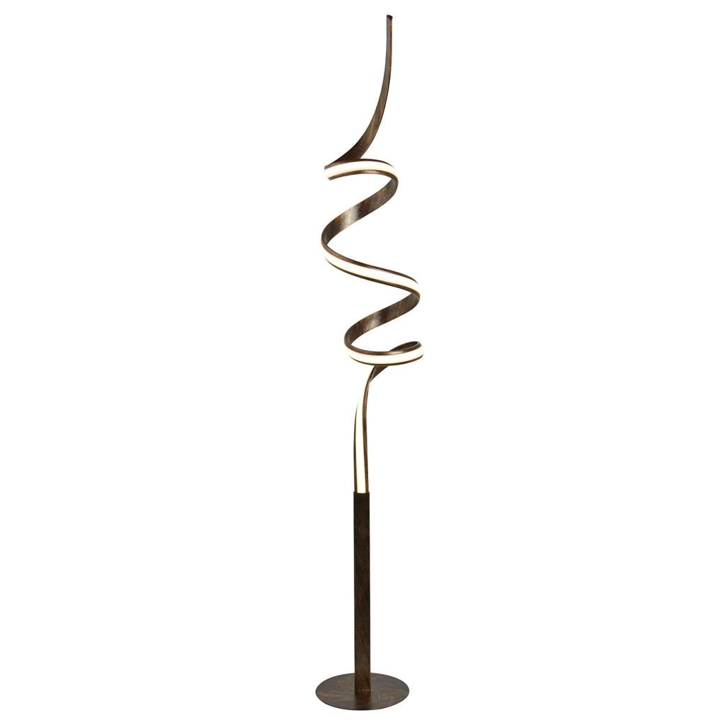 Searchlight Ribbon Led Twist Floor Lamp, Rustic Black/Gold 2813Ru