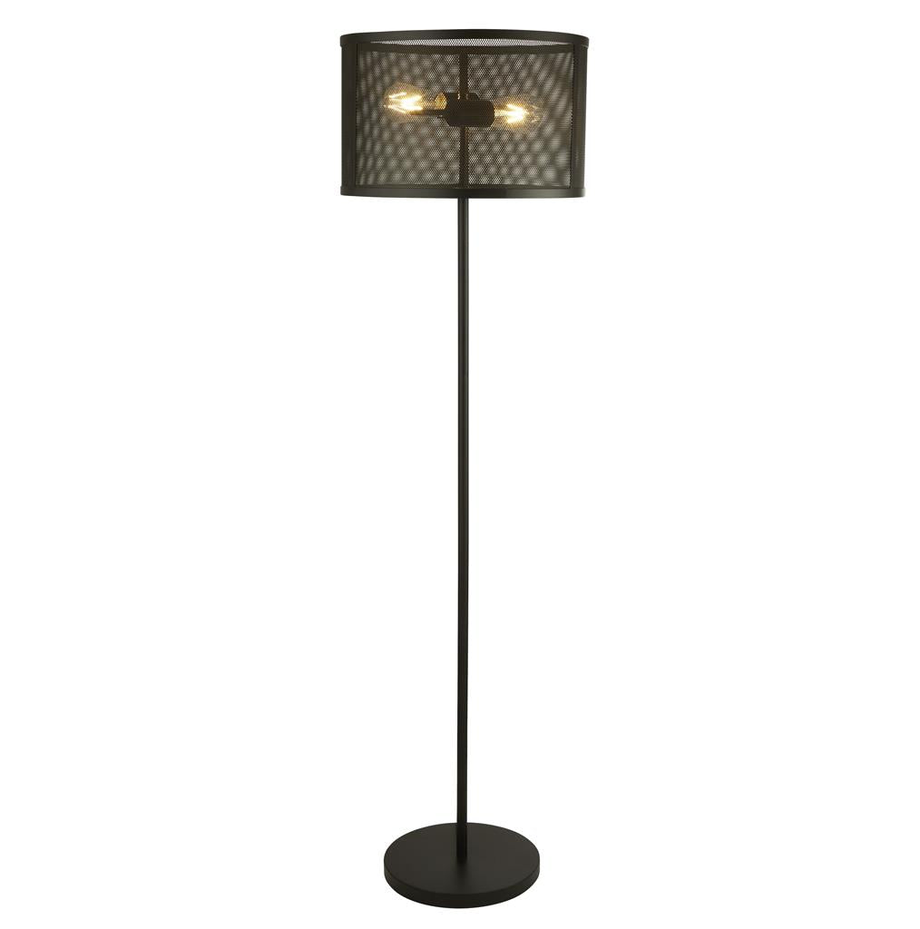 Searchlight Fishnet 2Lt Floor Lamp, Matt Black 2832-2Bk