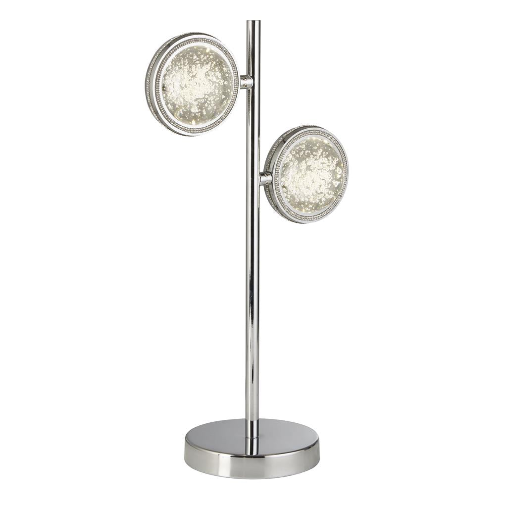 Searchlight Quartz 2Lt Table Lamp, Bubble Glass With Detailed Rim 28701-2Cc