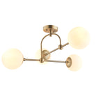 Lightologist Matt antique brass plate & opal glass Multi arm glass Semi flush Light WIN1390843