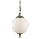 Searchlight Vulcan - 1Lt Pendant, Antique Brass, Shiny Opal Glass 3051Ab