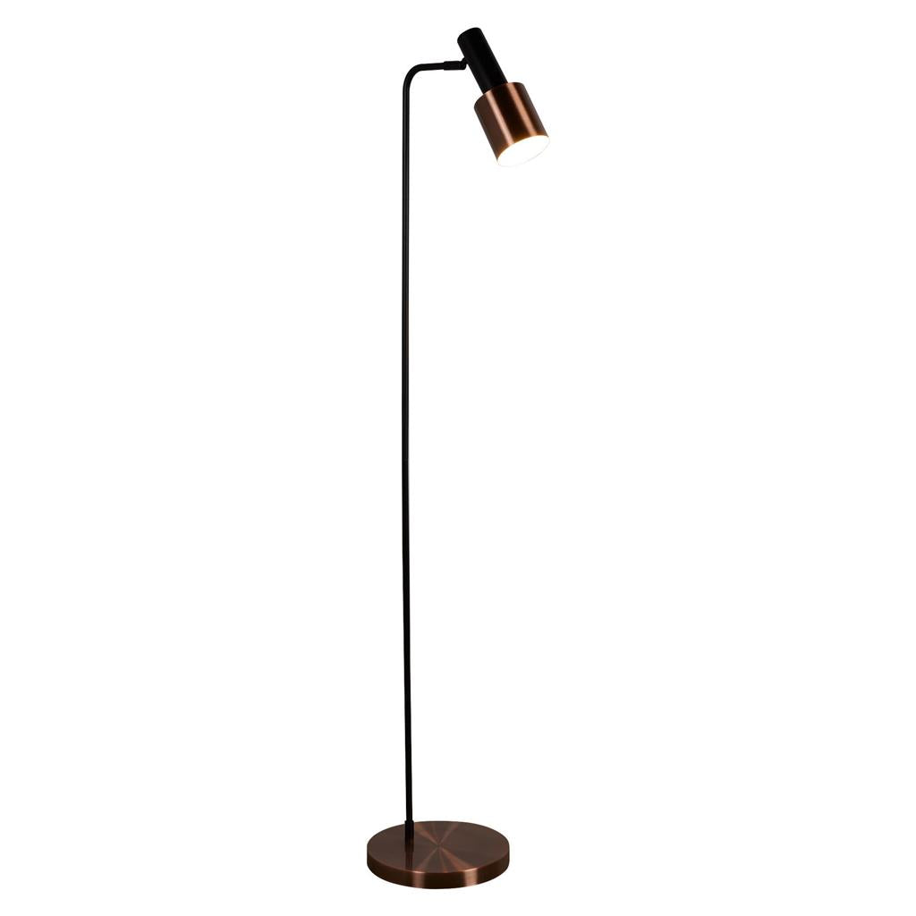 Searchlight Denmark 1Lt Floor Lamp, Black, Antique Copper 3053Cu