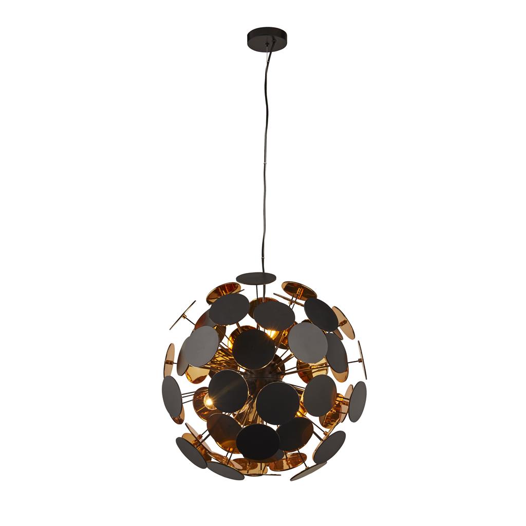 Searchlight Discus 6Lt Black/Gold Pendant 3076-6Bg