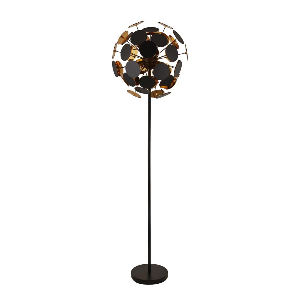 Searchlight Discus 4Lt Black/Gold Floor Lamp 3079Bg