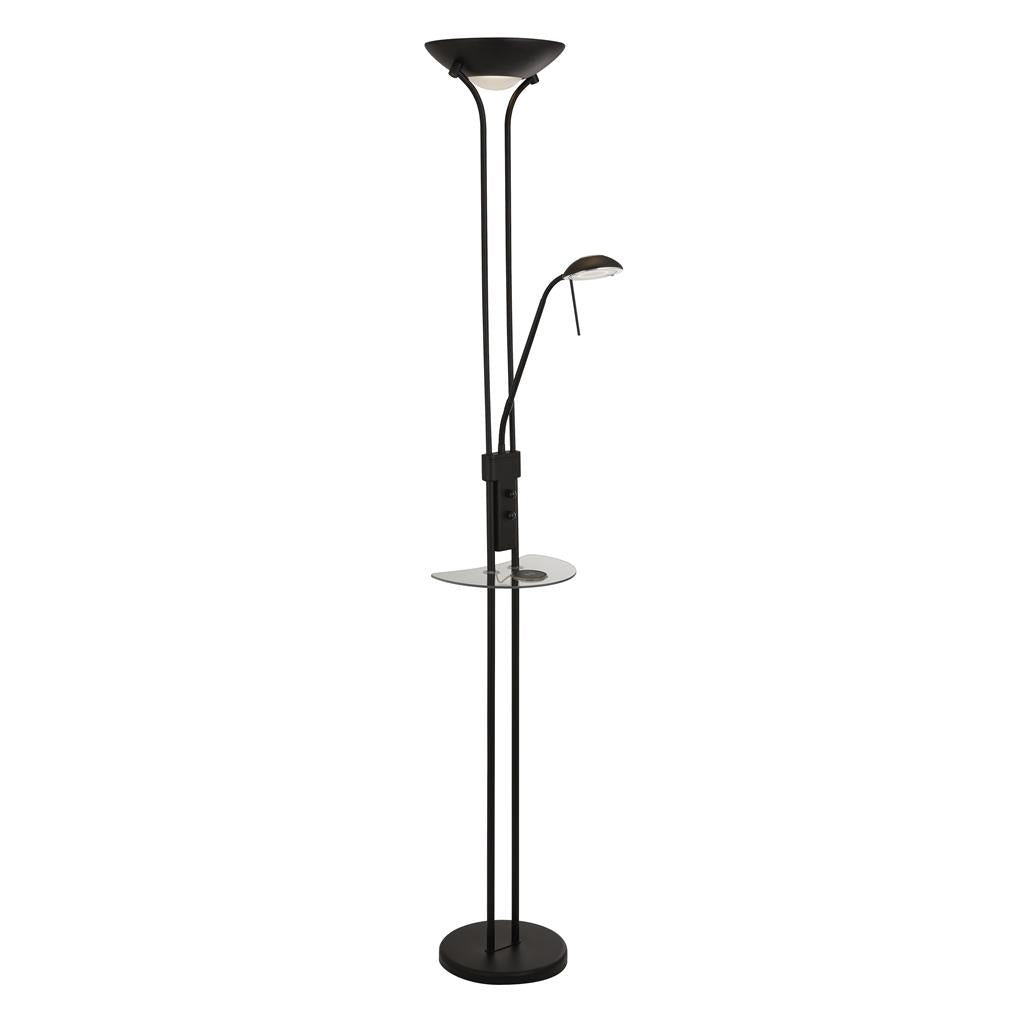 Searchlight Wireless Usb Led Mother And Child Floor Lamp With Usb And Wireless Charging, Matt Black 32019Bk