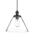 Searchlight Pyramid 1Lt Pendant, Matt Black, Clear Pyramid Glass Shade 3228Bk