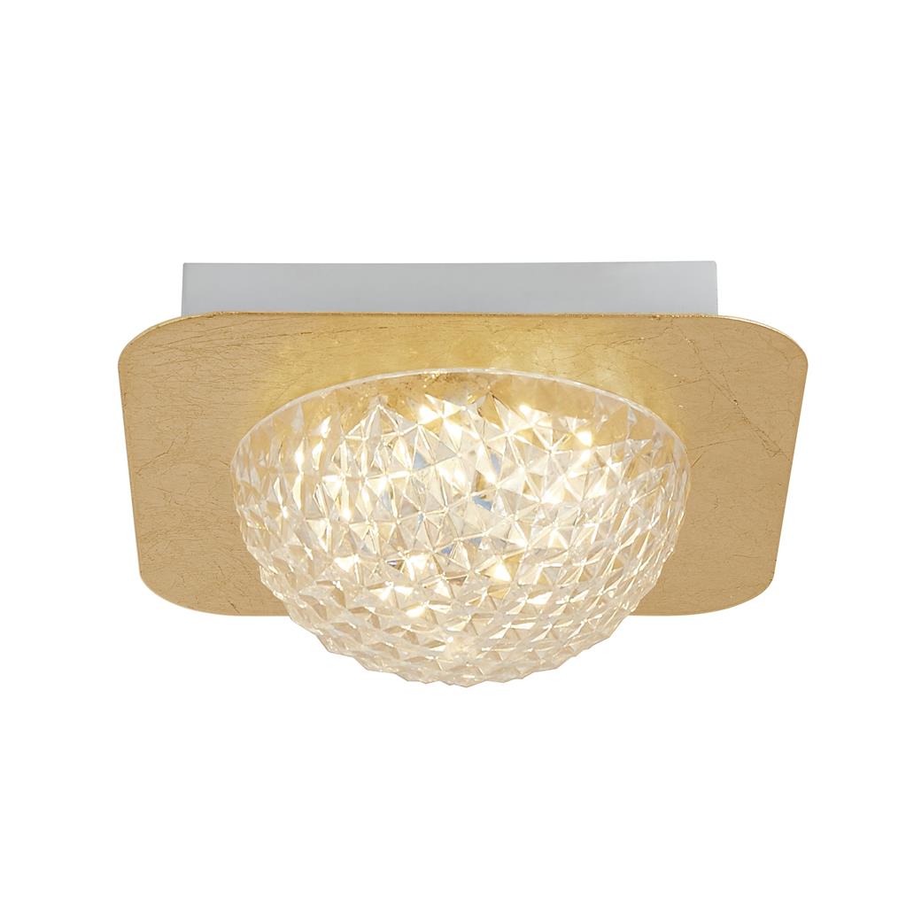 Searchlight Celestia 1 Lt Square Led Ceiling Light - Gold Leaf With Clear Acrylic 32511-1Go