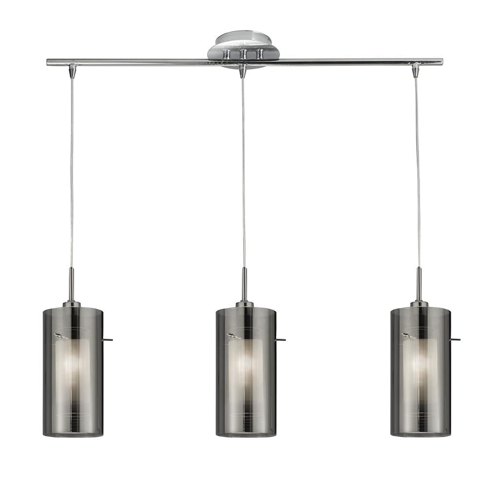 Searchlight Duo 2 - 3Lt Ceiling Bar With Smokey Outer/Frosted Inner Glass Shades 3303-3Sm