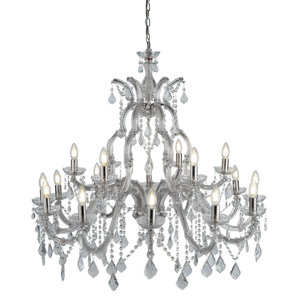 Searchlight Marie Therese - 18Lt Chandelier, Chrome, Clear Crystal 3314-18