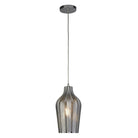 Searchlight Chevron 1Lt Pendant With Smoked Ribbed Glass - Chrome 3451Sm