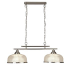 Searchlight Bistro Ii - 2Lt Ceiling Bar, Satin Silver, Halophane Glass 3592-2Ss