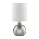 Searchlight Touch Table Lamp, Satin Silver Base, White Drum Shade 3923Ss