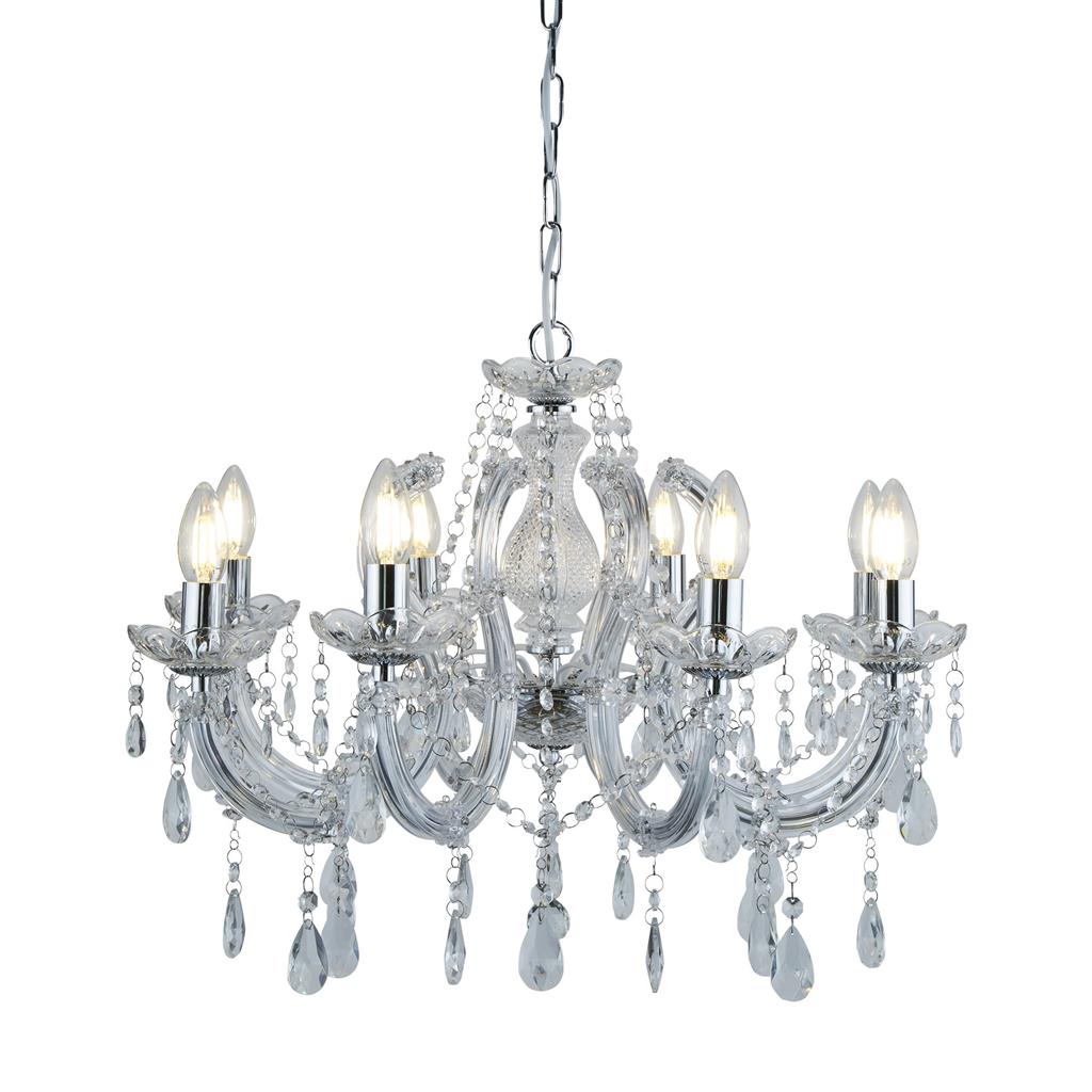 Searchlight Marie Therese - 8Lt Ceiling, Chrome, Clear Crystal Glass 399-8