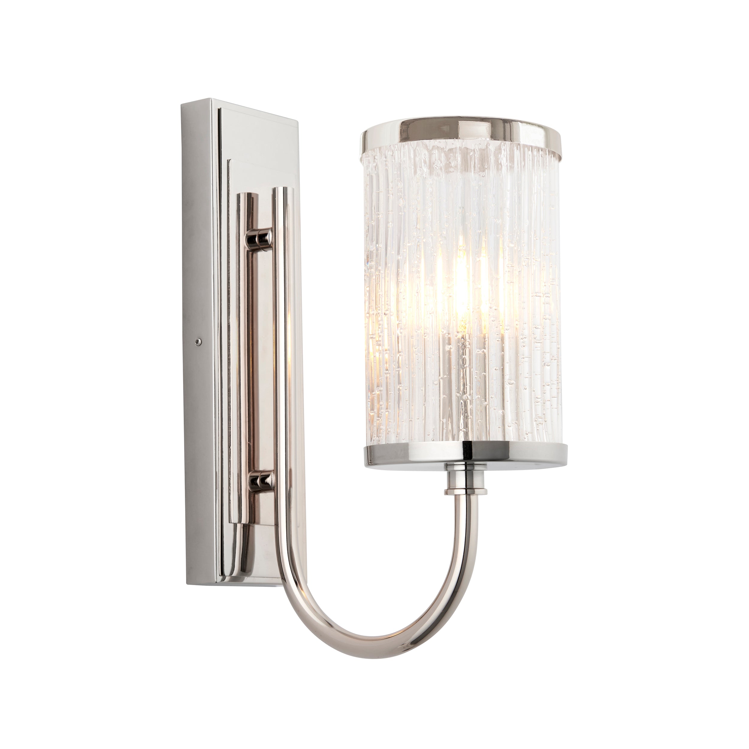 Lightologist Bright nickel plate & ribbed bubble glass Glass Wall Light WIN13100040