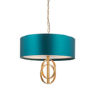 Lightologist Antique gold leaf & teal satin fabric Multi arm lamp Pendant Light WIN1395220