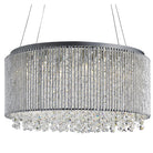 Searchlight Elise Ii 8Lt Drum Pendant, Chrome, Clear Crystal Button Drops, Aluminium Outer Trim 4048-8Cc