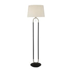 Searchlight Jazz 1Lt Floor Lamp, Satin Silver And Black, White Velvet Shade. Pull Switch 41432Ss