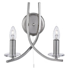 Searchlight Ascona - 2Lt Wall Bracket, Satin Silver Twist Frame, Clear Glass Sconces 4162-2Ss