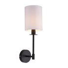 Lightologist Matt black & vintage white fabric Shade Wall Light WIN13101660