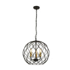 Searchlight Finesse 3Lt Round Pendant With Wavey Bar Detail - Black With Gold Lampholders 4513-3Bk