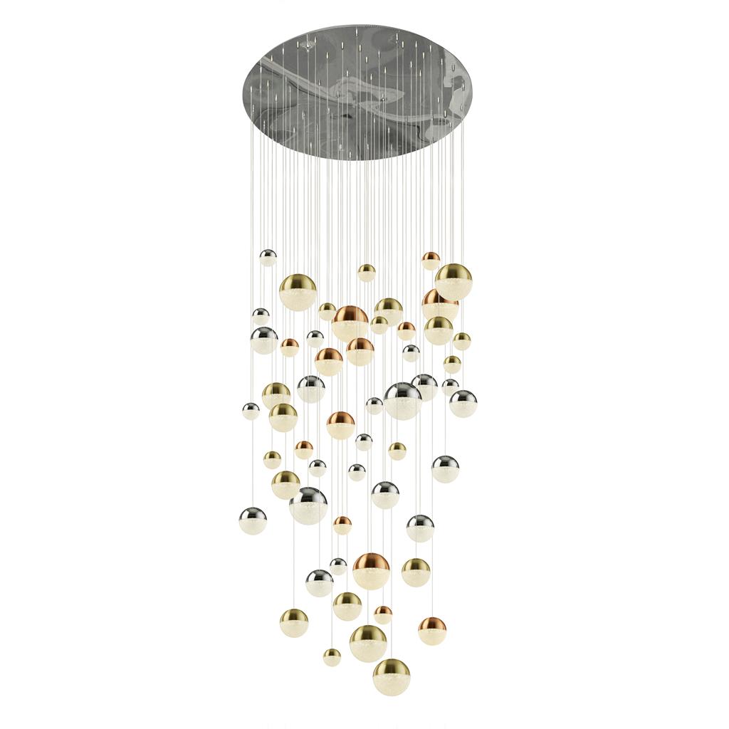 Searchlight Planets 55Lt Pendant - Chrome Finish With Copper, Chrome, Satin Brass Caps & Crystal Sand 4555-55