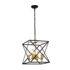 Searchlight Hexa 4Lt Black Frame Pendant With Gold Inner Detail 4784-4Bk