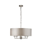 Searchlight Knightsbridge 5Lt Satin Silver Pendant With Silver Faux Silk Shade 4785-5Ss